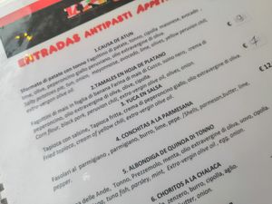Appetizers menu at Inka Wasi Peruvian Restaurant in San Vito Lo Capo