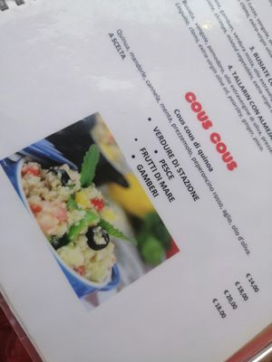 Cous Cous menu at Inka Wasi Peruvian Restaurant in San Vito Lo Capo
