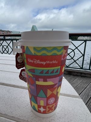 Earl grey tea with almond milk; outdoor seating   at BoardWalk Bakery in Orlando