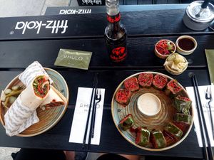 big wrap and green roll at RHULO in Vienna