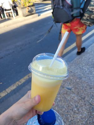 orange-pineapple juice at Cafeteria Santo Zumo. Fruteria Zumeria in Lanzarote