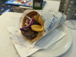 Vegan Vegetable skewers in Pita at Tony's Pita in North West London