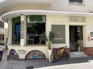 Corner seating inside   at Essència Brunch & Lunch in Menorca