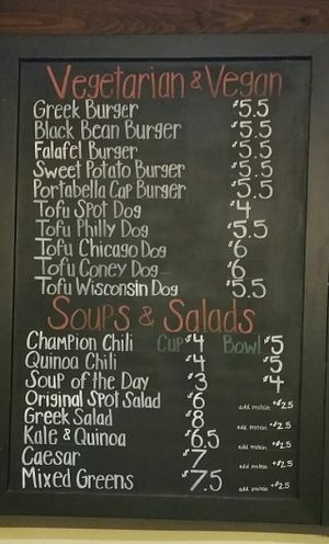 Vegetarian Menu at The Burger Spot in Plymouth