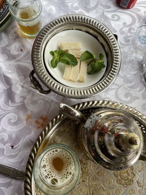 Dessert. Kokossnack und Tee.   at Azizi in Midelt