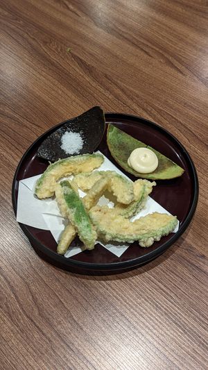 Avocado tempura - best tempura in my life! at Hokusai in Fukuoka