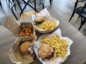 Burgers and nuggets   at Goody's Burger House in Evinochori