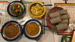 veg D set with shiro wot   at Queen Sheeba in Tokyo