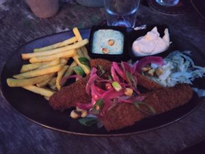 Fried aubergine at Warmoes in Utrecht