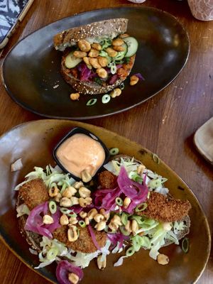 jackfruit and fried aubergine  at Warmoes in Utrecht