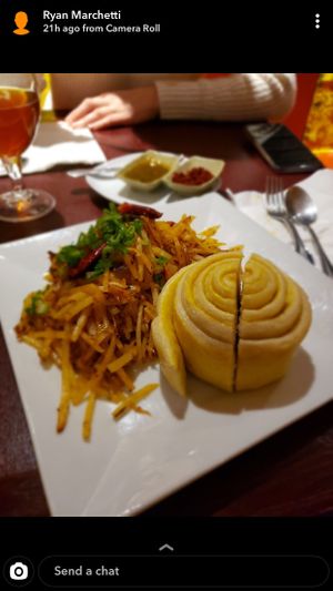 Steamed bun and potatoes at Tibetan Kitchen in New Haven