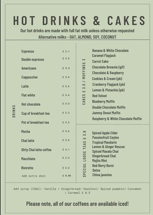Vegan cakes are listed as (pb) - plant based at George Street Social in Oxford