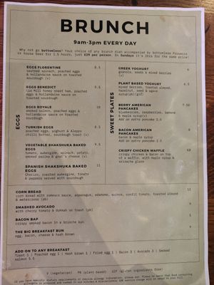 The brunch menu - look for plant-based (pb) at George Street Social in Oxford