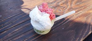 Strawberry and lemon-basil at Gelateria i Giardini di Marzo in Varazze