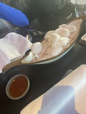 Vegan prawn crackers   at Chaophraya in Edinburgh