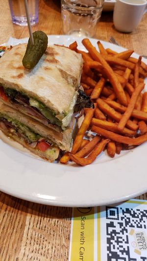 Portobello Pannini is awesome!! (ask for tempeh bacon to make it incredible) at Busboys and Poets - Shirlington in Arlington