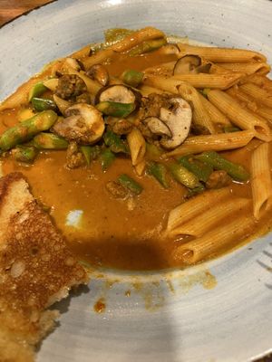 He demolished this dish before I could snap a pic  at Busboys and Poets - Shirlington in Arlington