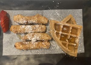 Chicken & Waffles at Peacefood Cafe - Downtown in New York City