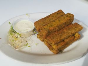 chickpea fries at Peacefood Cafe - Downtown in New York City