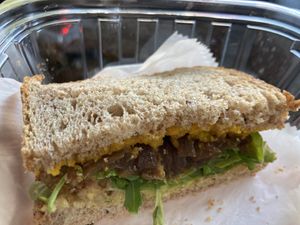 The scrumptious Japanese Pumpkin Sandwich.  at Peacefood Cafe - Downtown in New York City