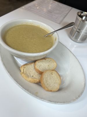 Soup of the day- puréed mushroom   at Peacefood Cafe - Downtown in New York City