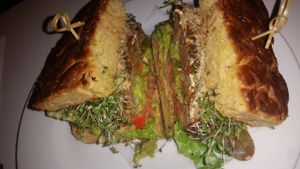 Cheeseburger at Peacefood Cafe - Downtown in New York City