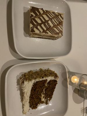 Tiramisu and carrot cake  at Peacefood Cafe - Downtown in New York City