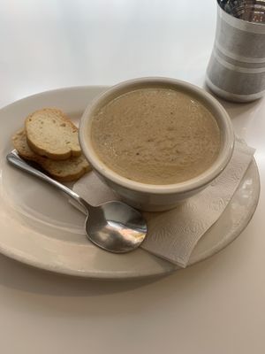 Soup of the day - cauliflower and artichoke   at Peacefood Cafe - Downtown in New York City