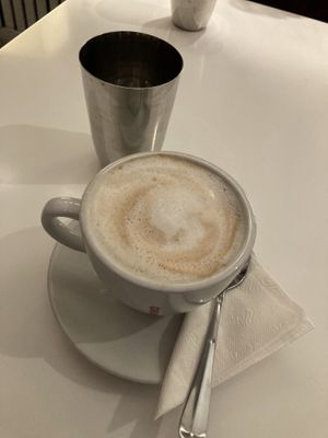 Vegan latte  at Peacefood Cafe - Downtown in New York City