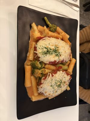 Parmesan rigatoni and cutlets   at Peacefood Cafe - Downtown in New York City