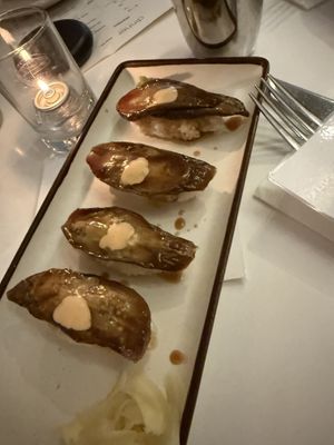 Eel (eggplant) Sushi  at Peacefood Cafe - Downtown in New York City