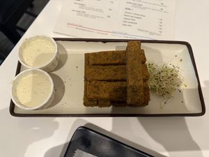 Chickpea fries   at Peacefood Cafe - Downtown in New York City