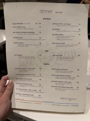Menu  at Peacefood Cafe - Downtown in New York City