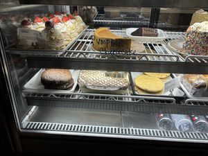 Just some of the delicious cakes available  at Peacefood Cafe - Downtown in New York City
