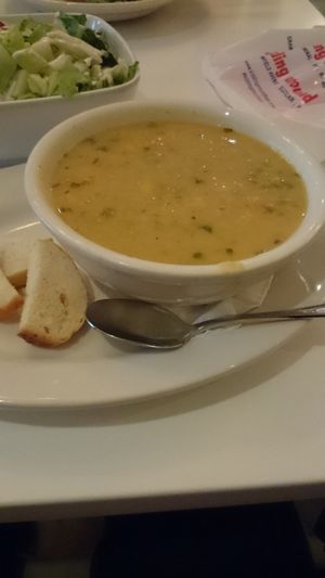 Lentil coconut soup  at Peacefood Cafe - Downtown in New York City