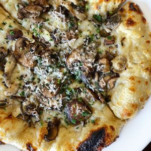 Truffle Mushroom Pizza Bianco  at Crossroads Kitchen in Los Angeles