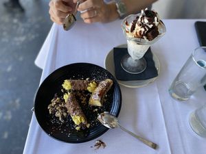 Banana creme cannoli at Crossroads Kitchen in Los Angeles