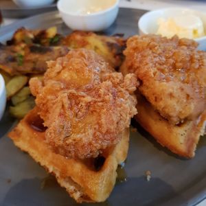 "Chicken" and waffles at Crossroads Kitchen in Los Angeles