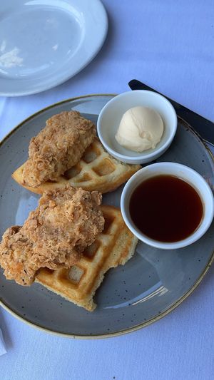Chicken n waffles  at Crossroads Kitchen in Los Angeles