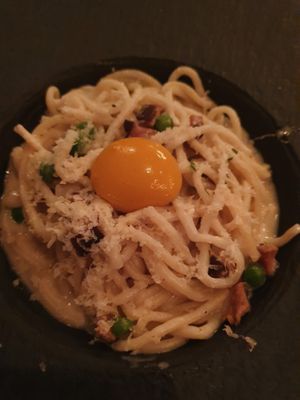 Vegan carbonara  at Crossroads Kitchen in Los Angeles