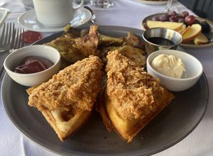 Chicken and Waffles  at Crossroads Kitchen in Los Angeles