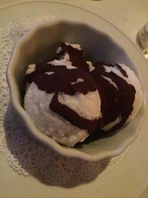 coconut sorbet at Crossroads Kitchen in Los Angeles