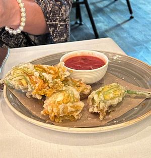Stuffed squash blossoms  at Crossroads Kitchen in Los Angeles