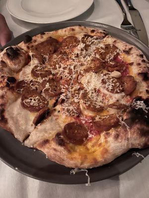 Pepperoni pizza, great size to share (bit smaller than usual so you’re not too full)  at Crossroads Kitchen in Los Angeles