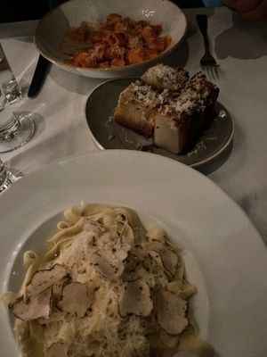 Truffle Pasta and Vodka Pasta - both absolutely fantastic (including the truffled potatoes)  at Crossroads Kitchen in Los Angeles