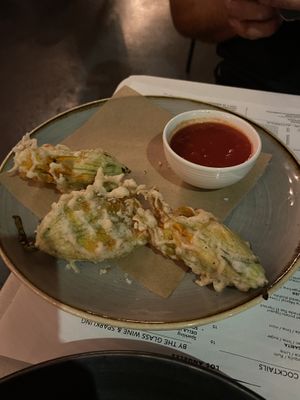 Filled baby zucchinis  at Crossroads Kitchen in Los Angeles