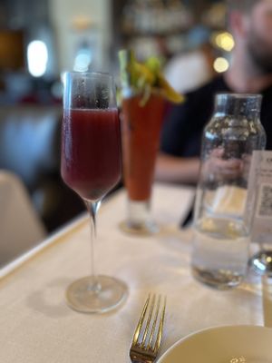 Blackberry mimosa  at Crossroads Kitchen in Los Angeles