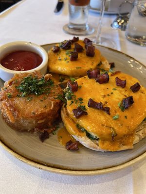 Crossroads benedict with potatoes. Amazing!  at Crossroads Kitchen in Los Angeles