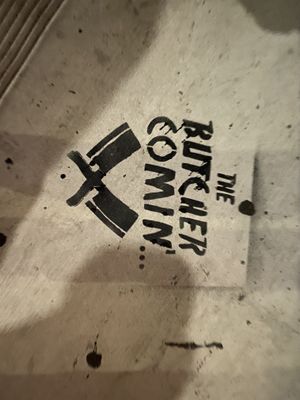 Some Dingbat left this sprayed out front. Guessing the butcher couldn't come cuz they died of colon cancer. Soz! 🤣🤣🤣  at Crossroads Kitchen in Los Angeles