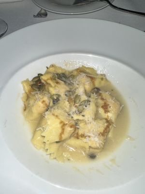 Squash tortelli (seasonal- fall menu)  at Crossroads Kitchen in Los Angeles